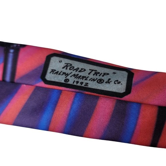 Ralph marlin vintage 1992 harley davidson neck tie pastel neon abstract art - Picture 5 of 7